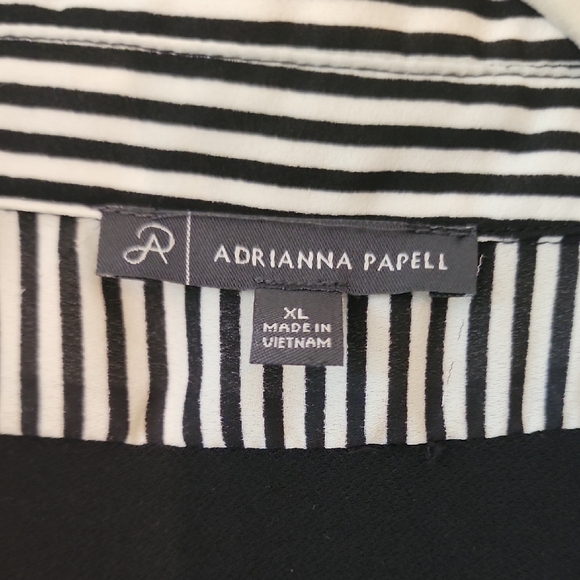 Adrianna Papell Black Notched Collar Faux Blouse Under Light Sweater - Picture 2 of 5